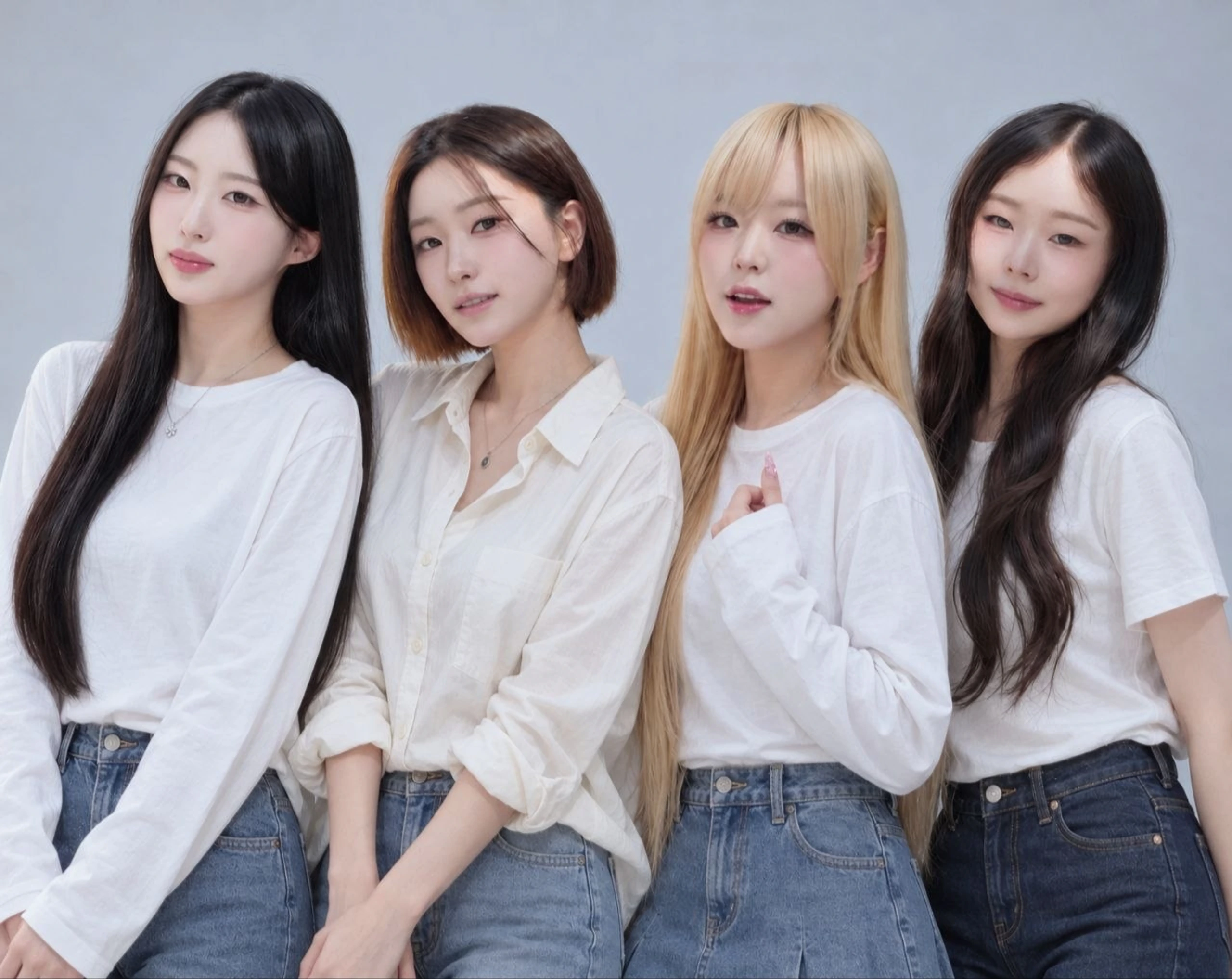 We;Na in white shirts and denim